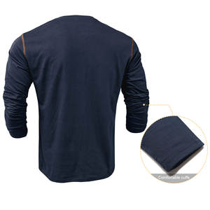 Camisas de Polo de manga larga personalizadas al por mayor camisas de cuello Henley de algodón y poliéster con patrón sólido informal - Product Image 3