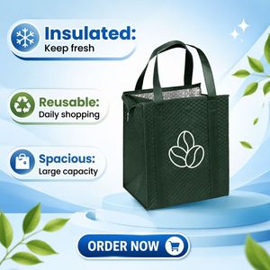 Sac isotherme réutilisable et écologique en non-tissé, simple, pour courses, conservation alimentaire, sacs d'épicerie personnalisés avec longues poignées - Product Image 2