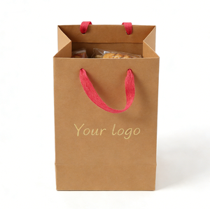 Sacs en papier kraft pliables de petite taille, avec impression personnalisée, style classique, poignée plate, sacs alimentaires pour restaurants, pour utilisation en supermarché, avec logo - Product Image 4