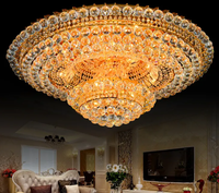JYLIGHTING vente en gros de plafonnier en cristal de haute qualité plafonnier rond en cristal doré pour chambre d'hôtel de luxe