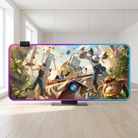 Tapis de souris de jeu Esports avec éclairage LED RGB, en caoutchouc naturel, grand format carré, bords cousus, design FPS