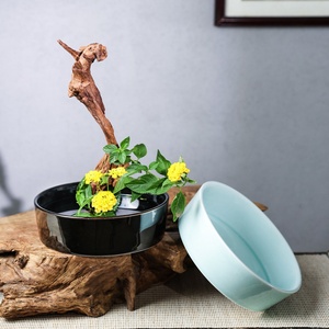 Organisateur de fleurs en céramique disque de fleurs ensemble de fleurs style <span class=keywords><strong>japonais</strong></span> <span class=keywords><strong>petit</strong></span> pot de fleurs frais uni - Product Image 3