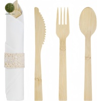 Juego de Cubiertos Desechables de Bambú Ecológicos con Logotipo Personalizado, Cuchillo, Tenedor y Cuchara Biodegradables para Restaurante, Paquete Individual, Venta al por Mayor