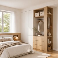 Armoire murale en bois de chêne pour chambre à coucher, système de rangement intelligent préfabriqué, vente en gros, achat de meubles de chambre à coucher en promotion