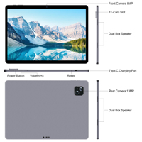 Tablette Tactile Veidoo 13 Pouces 4G LTE Android 13 10000mAh 5G WiFi 8Go RAM 256Go Stockage Écran 2K Octa-Core avec Double Emplacement pour Carte SIM