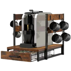 Otro Portavasos de Pared de Madera con Ganchos para Almacenamiento en la Cocina, Color Café, Capacidad para 4 Tazas - Product Image 2