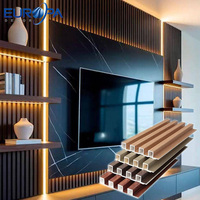 Panneau mural WPC moderne, écologique, ignifuge et imperméable de haute qualité, design rainuré imitation bois pour hôtel, appartement, hôpital, villa