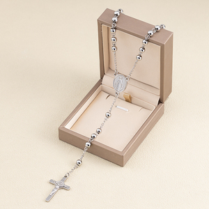 Collar de <span class=keywords><strong>Rosario</strong></span> Católico de Acero Inoxidable con Cuentas Bañadas en Oro Jesús Crucifijo Cruz <span class=keywords><strong>Virgen</strong></span> Marí<span class=keywords><strong>a</strong></span> Joyerí<span class=keywords><strong>a</strong></span> Cristiana - Product Image 5