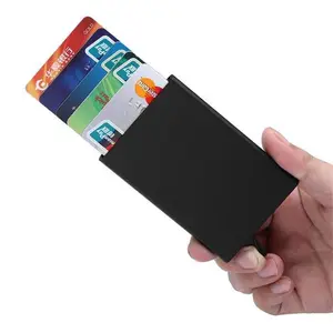 New Arrival Modern Aluminum alloy Men Business Bank Credit Card Holder Women Metal Pu Bank Card Case Card Box