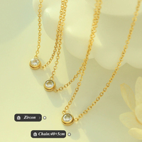 Collier pendentif en zircon plaqué or, pierre ronde transparente, chaîne en acier inoxydable, pour cadeau, fête, mariage