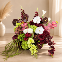 Nouveau produit, boule de fleurs artificielles de haute qualité, rose colorée, décoration de centre de table pour mariage