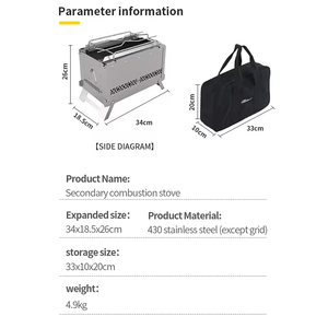 Barbecue à charbon de bois extérieur en acier inoxydable à haute efficacité pour fumer au barbecue et griller des brochettes - Product Image 5