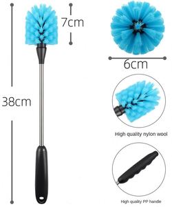Kitchen Cleaning Cup Brush with <b>Plastic</b> Handle Nylon Bristles in Blue Brown White Transparent for Home Use for Glass <b>Drinkware</b> - Product Image 6