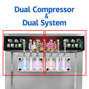 Machine à glace molle à 2 compresseurs, 7 saveurs, automatique, avec congélateur commercial pour yaourt glacé intégré au réfrigérateur - Product Image 4
