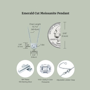 Moissanit-Halsketten für Damen, Infinity-Charm-Schmuckset, 925 Silber, 5x6,5mm 1CT Smaragd-Halo Moissanit-Anhänger Halskette - Product Image 5