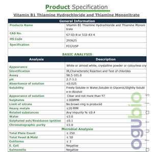 Integratori alimentari vitamina B1 integratore vitaminico 99% vitamina B1 tiamina in polvere - Product Image 3