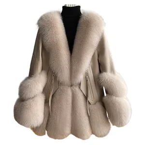 ZDFURS*Haining New Whole Leather Fox Fur Fur Coat 2022 Winter Mid-Length down Slimming Fur Integrated Hot Sale