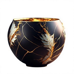Jardinière de style américain moderne de luxe avec motif marbré, finition durable, décoration de plantes d'intérieur - Product Image 2