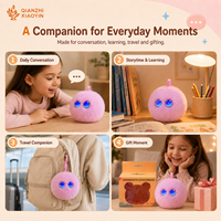 AI QiuQiu Jouet Peluche Intelligent en Forme de Boule Bleue avec Yeux Étoilés, Vibration Tactile, Clonage Vocal, Mémoire Longue Durée, Multilingue, 6 Couleurs, Boucle de Suspension