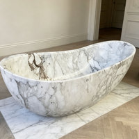 Baignoire en marbre poli sur mesure, baignoire autoportante en pierre naturelle pour hôtels et projets résidentiels de luxe