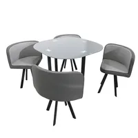 מודרני טוליפ אוכל שולחן ולבן אלומיניום בסיס סגלגל שולחן אלומיניום מודרני סגלגל זכוכית שולחן אוכל וכיסאות