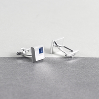 Mode mariage de luxe français blanc bleu carré cristal zircon diamant boutons de manchette pour hommes