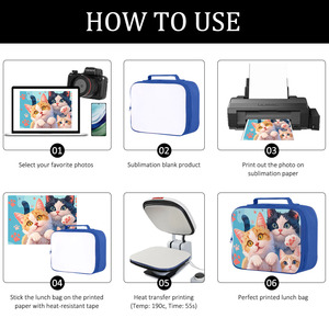 DIY Custom Sublimation Lunch Bag Blank 600D Polyester Removable Panel 5 Colors Heat Transfer Picnic Food Tote 26x9x20cm - Product Image 6