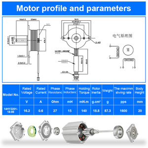 Moteur pas à pas hybride silencieux à couple élevé, série complète personnalisée NEMA14 17 23 34, 2 phases, pour éclairage de scène, projecteur <span class=keywords><strong>DMX</strong></span> à tête mobile - Product Image 4