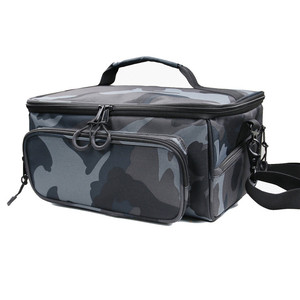 Bolsa de Pesca de Camuflaje, Bolsa de Hombro Multibolsillos para Almacenamiento de Cebo para Acampar al Aire Libre, Verde Camuflaje, Poliéster, Unisex - Product Image 3