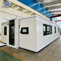 Maison conteneur moderne extensible à double aile de 20 pieds en acier préfabriqué avec cuisine et salle de bain, solution clé en main pour entrepôt ou habitation pliable