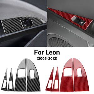 座椅Leon MK1 2005 2006 2007 2008 2009 2010 2011 2012左舵驾驶汽车2门车窗按钮面板的真正软碳纤维贴纸 - Product Image 2