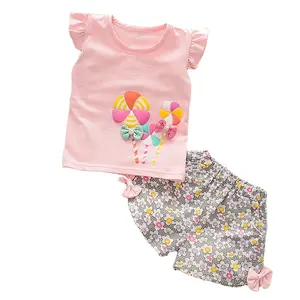 夏の新しい9M-4歳の女性のベビーベスト風車のベビー服セット赤ちゃんの女の子の服セット