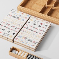 Boîte de Mahjong en bois de luxe avec peinture brillante, tuiles de Mahjong personnalisées, aimants, jeu de Mahjong 144 tuiles, boîte en bois Majiang