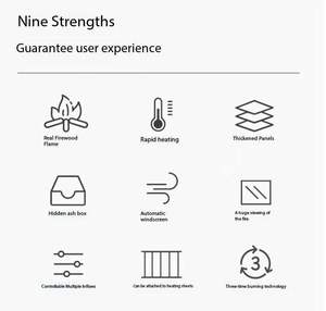 Chimenea Estrecha de Leña, <span class=keywords><strong>Horno</strong></span> de Acero al Carbono, Chimenea Integrada para Uso Interior, Estilo Simple - Product Image 4