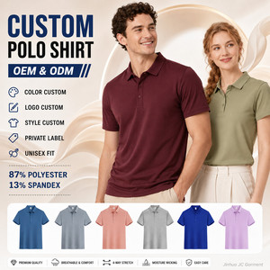 เสื้อกอล์ฟแขนสั้นแบบเรียบสีพื้น ผ้าถัก ยูนิเซ็กซ์ 87% โพลีเอสเตอร์ 13% สแปนเด็กซ์ แห้งเร็ว ระบายอากาศได้ดี ซึมซับความชื้น - Product Image 1