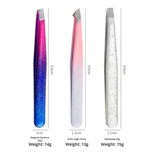 Pinzas de Acero Inoxidable para <span class=keywords><strong>Cejas</strong></span>, Juego de 96 Pinzas con Punta Inclinada para Depilación, Herramientas de Belleza - Product Image 3