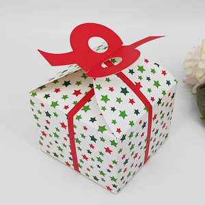 Caja de Regalo de Cartón <span class=keywords><strong>con</strong></span> Lazo Rojo y Estampado de Copos de Nieve Navideños para Dulces y <span class=keywords><strong>Galletas</strong></span> - Product Image 4