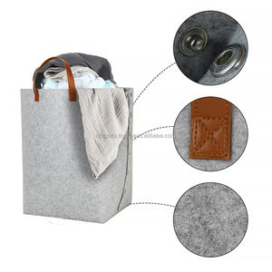 Panier de rangement en feutre, panier en feutre pliable, panier de rangement pour le linge avec poignée en PU - Product Image 3
