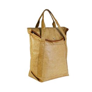 Sac à dos d'ordinateur portable rétro et tendance en papier Kraft et DuPont, étanche avec fermeture éclair, idéal pour les jeunes étudiants et les voyages. - Product Image 4