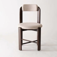 Chaise de salle à manger en bois massif avec dossier simple et revêtement en tissu, idéale pour la cuisine – Vente directe usine