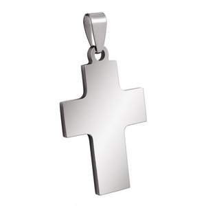 Pendentif croix en acier 23x37mm avec logo personnalisé, zircon et perle, plaqué or 18 carats, style religieux - Product Image 1