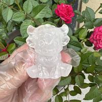 5cm Kristall-Kuh-Skulptur aus Natürlichem Rosenquarz Gemischtes Material DIY Geschenke