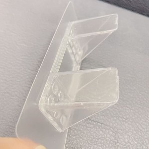 Support d'étagère à double rangée 14 cm x 6 cm, crochet adhésif en PVC transparent pour armoire, bibliothèque, rangement - Product Image 2