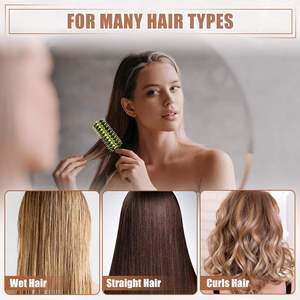 Black Ceramic Nylon Waterproof Thermal <b>Round</b> Hair <b>Brush</b> with Detangling Function Plastic Tube Dry/Use All Hair Types - Product Image 3