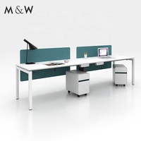 Bureau de travail extensible double face en métal au design moderne pour 2 personnes, poste de travail pour personnel avec taille personnalisée, usage commercial