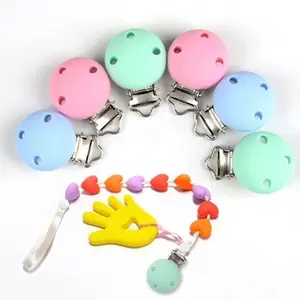 Silicone Pacifier Chain BPA Free Personalized Round Shape Cute Silicone Baby Pacifier Clip Chain
