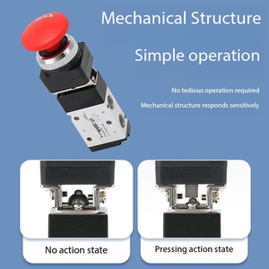 Vanne mécanique pneumatique 2 positions 5 voies MV522R, type à rouleaux, vanne directionnelle manuelle MV522TB, interrupteur à bouton LB - Product Image 2