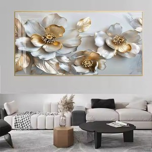 Bức Tranh Trừu Tượng Trang Trí Nội Thất Tùy Chỉnh Thiết Kế Hình Ảnh Tường Nghệ Thuật In Vàng Trắng Hoa Hoa Pha Lê Sứ Sơn - Product Image 3