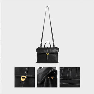 Bolso de hombro de cuero genuino negro de lujo para mujer, bolso de cuero de vaca de primera calidad, bolso bandolera para mujer, bolso de cosméticos. - Product Image 2