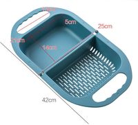 Panier égouttoir pliable 2-en-1 pour évier de cuisine, en plastique, pour laver les fruits et légumes, avec poignée, pour la maison
